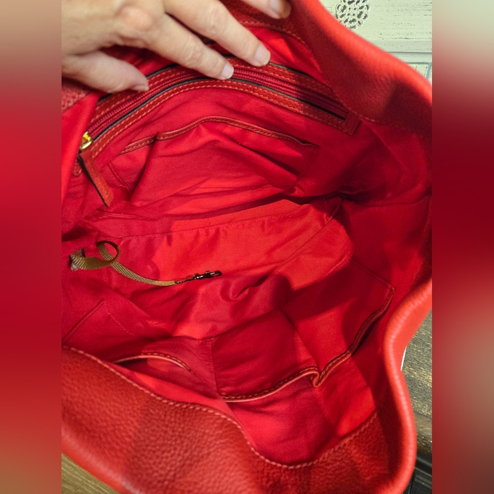 Dooney & Bourke Logo Lock Vibrant Red Hobo Bag - Picture 9 of 16
